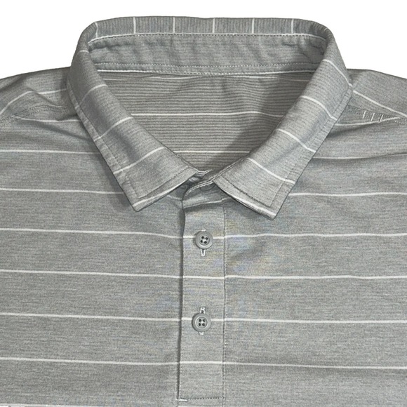Mens Lululemon Evolution Striped Polo Shirt Short Sleeve Performance Sz Med - Picture 1 of 8